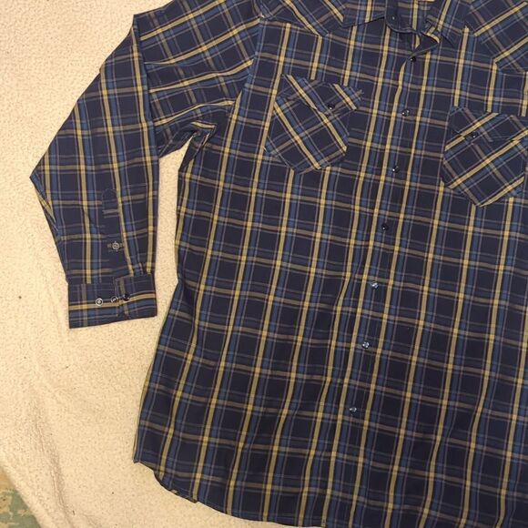 GC Blue Men's Long Sleeve Snap Shirt With a Point Collar - Picture 4 of 9